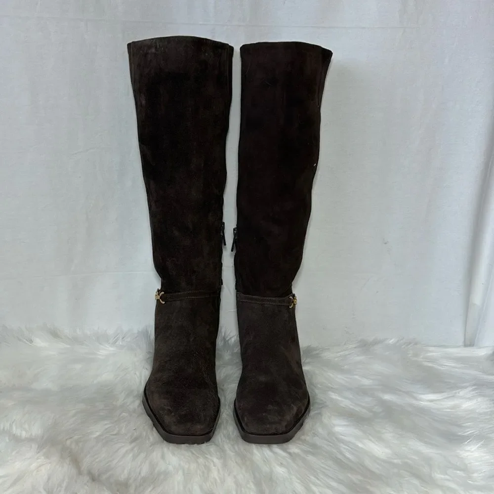 Sam Edelman Cliver Embellished Brown Suede Riding‎ Boots Sz 8.5
